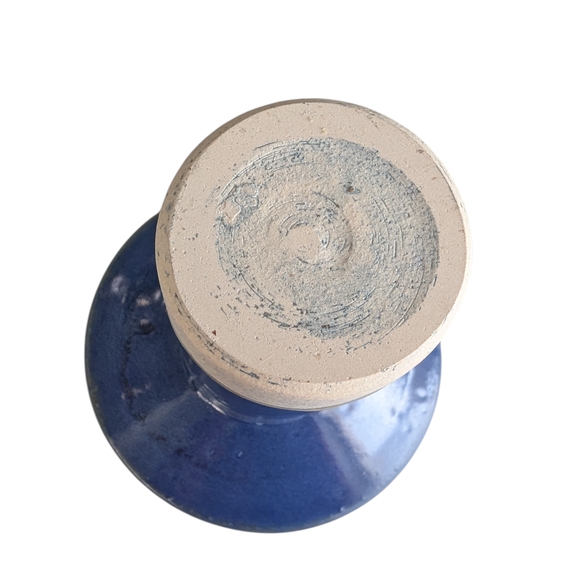 Vintage Mid-Century Modern Blue Art Pottery Vase / Candleholde/Ashtray - Picture 11 of 16